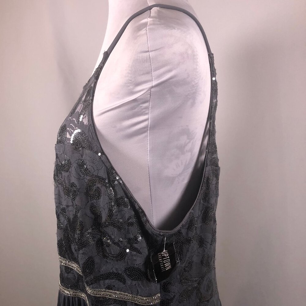 BCX Charcoal Sequin Overlay Party Dress – Size 16W – New w/ Tags - Picture 11 of 16